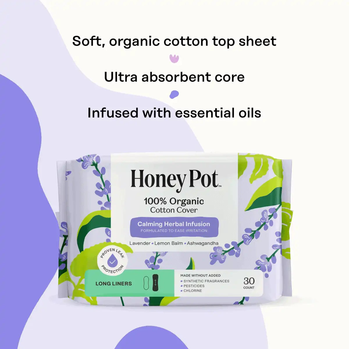Organic Cotton Cover Calming Herbal Infusion Long Liners