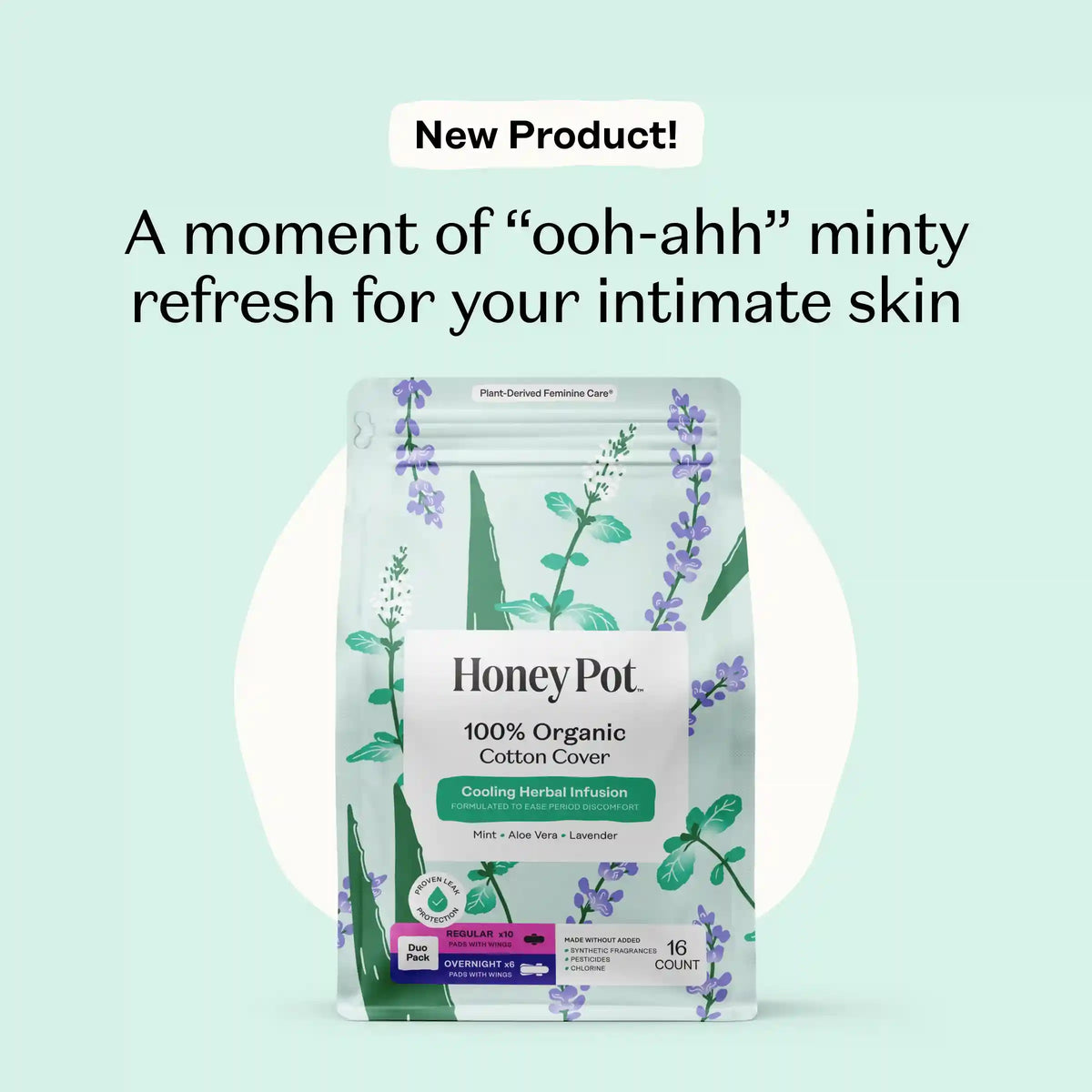 Organic Cotton Cover Cooling Regular Overnight Duo Pads