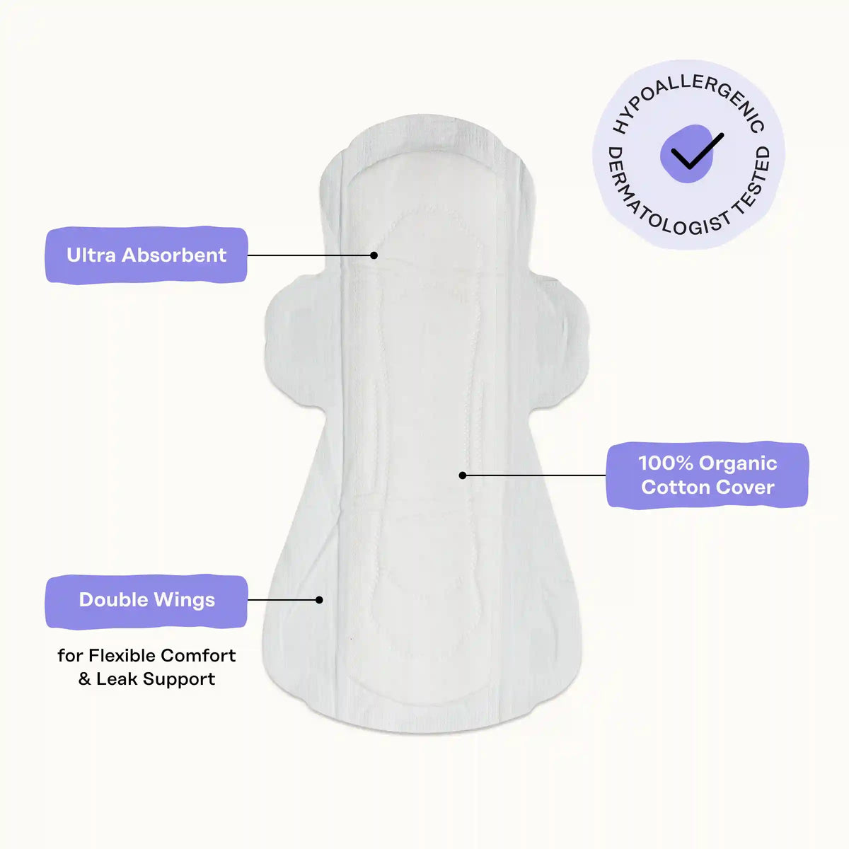 Organic Cotton Cover Calming Herbal Infusion Super Pads With Wings