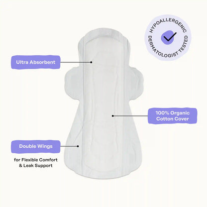 Organic Cotton Cover Calming Herbal Infusion Super Pads With Wings