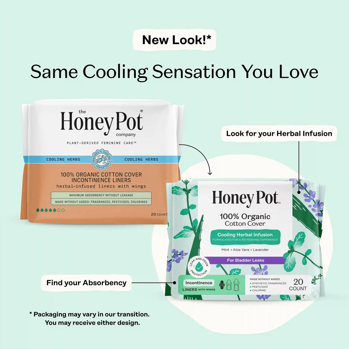 Incontinence Cooling Herbal Infusion 100% Organic Cotton Cover Liners