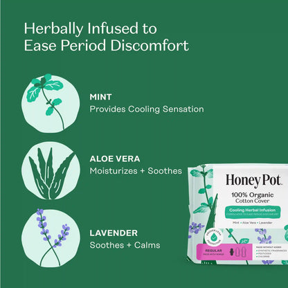 Organic Cotton Cover Cooling Herbal Infusion Regular Pads