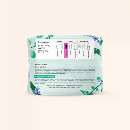 Organic Cotton Cover Cooling Herbal Infusion Regular Pads