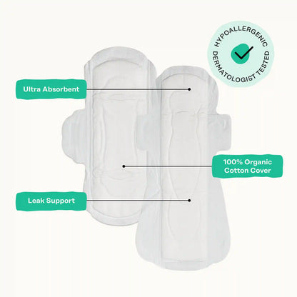 Organic Cotton Cover Cooling Regular Overnight Duo Pads