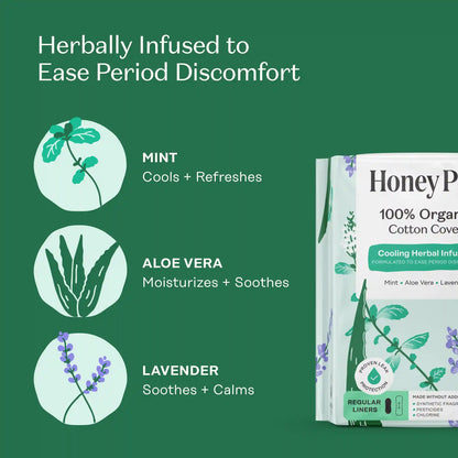 Organic Cotton Cooling Herbal Infusion Regular Liners — Medium Pack