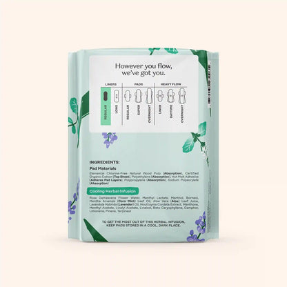 Organic Cotton Cooling Herbal Infusion Regular Liners — Medium Pack