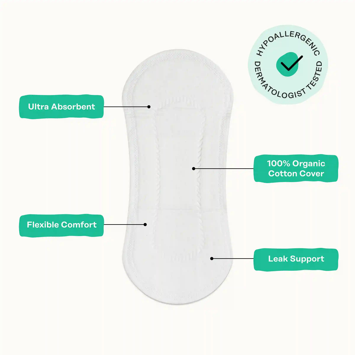 Organic Cotton Cover Cooling Herbal Infusion Regular Liners