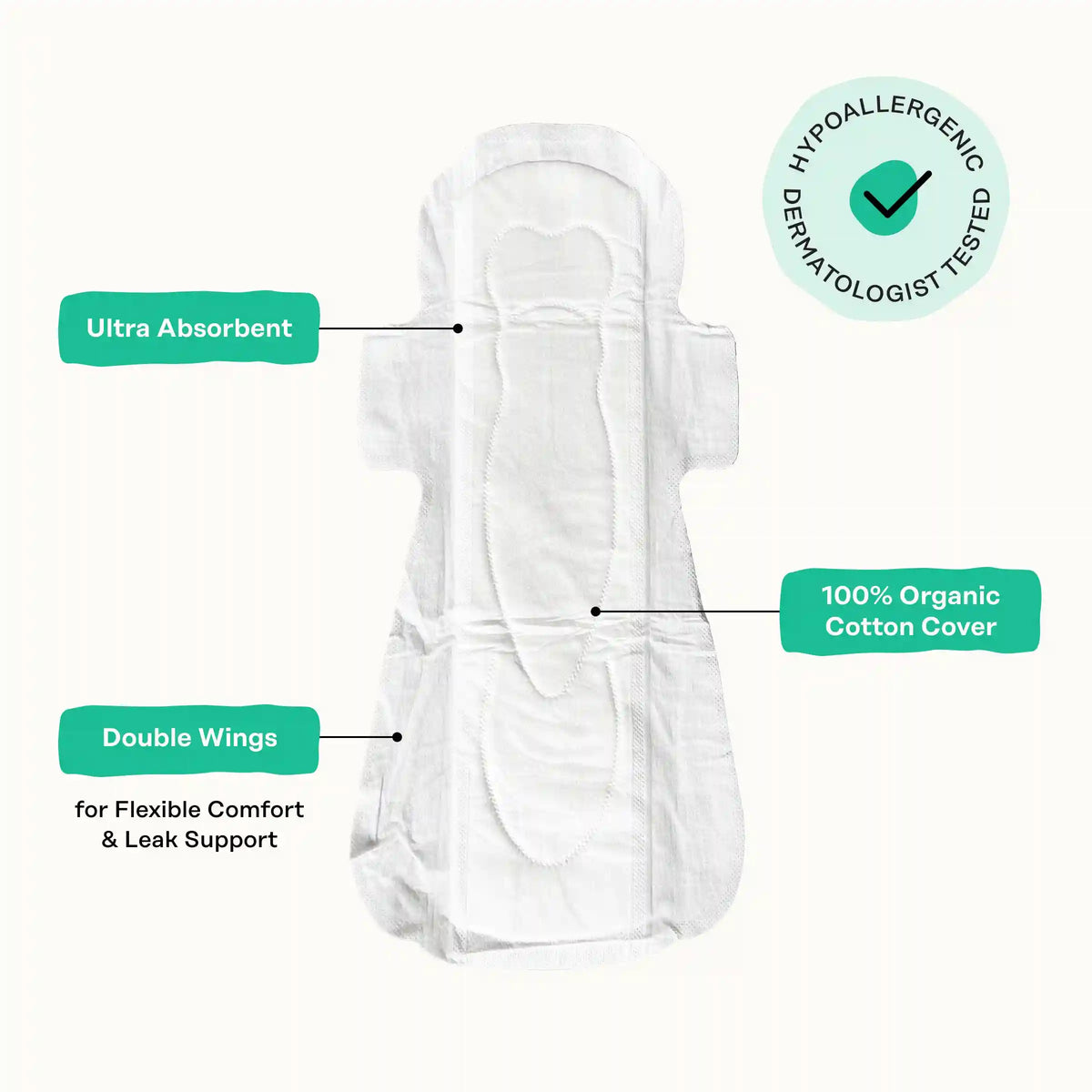 Organic Cotton Cover Cooling Herbal Infusion Heavy Flow Overnight Pads