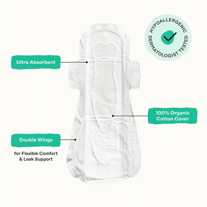 Organic Cotton Cover Cooling Herbal Infusion Heavy Flow Overnight Pads