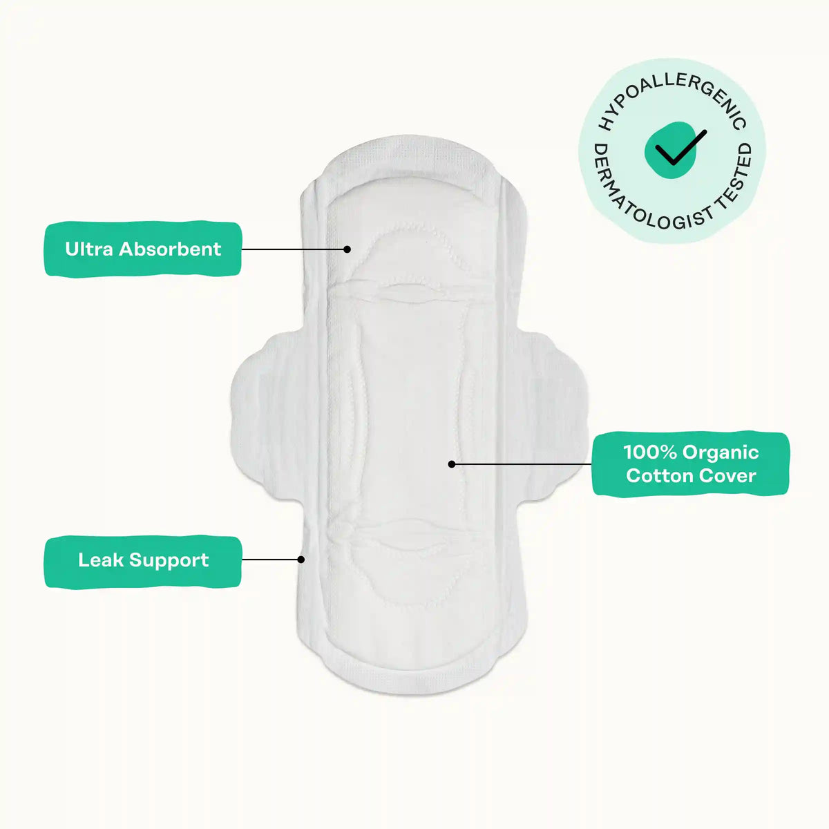 Organic Cotton Cooling Herbal Infusion Regular Pads — Medium Pack