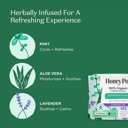 Incontinence Cooling Herbal Infusion 100% Organic Cotton Cover Liners