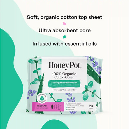 Organic Cotton Cover Cooling Herbal Infusion Regular Pads