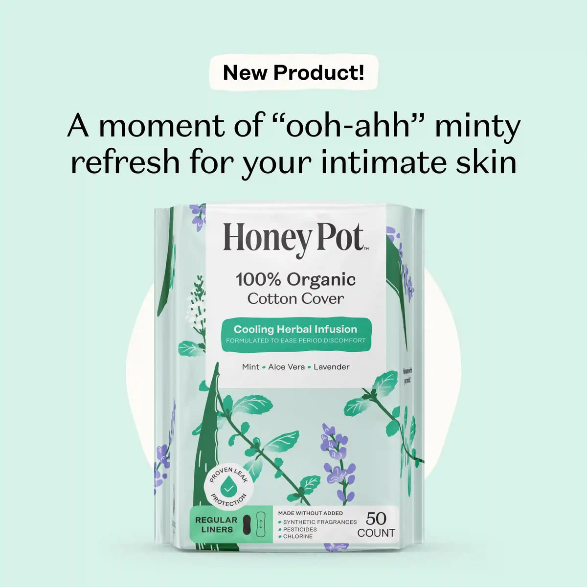Organic Cotton Cooling Herbal Infusion Regular Liners — Medium Pack