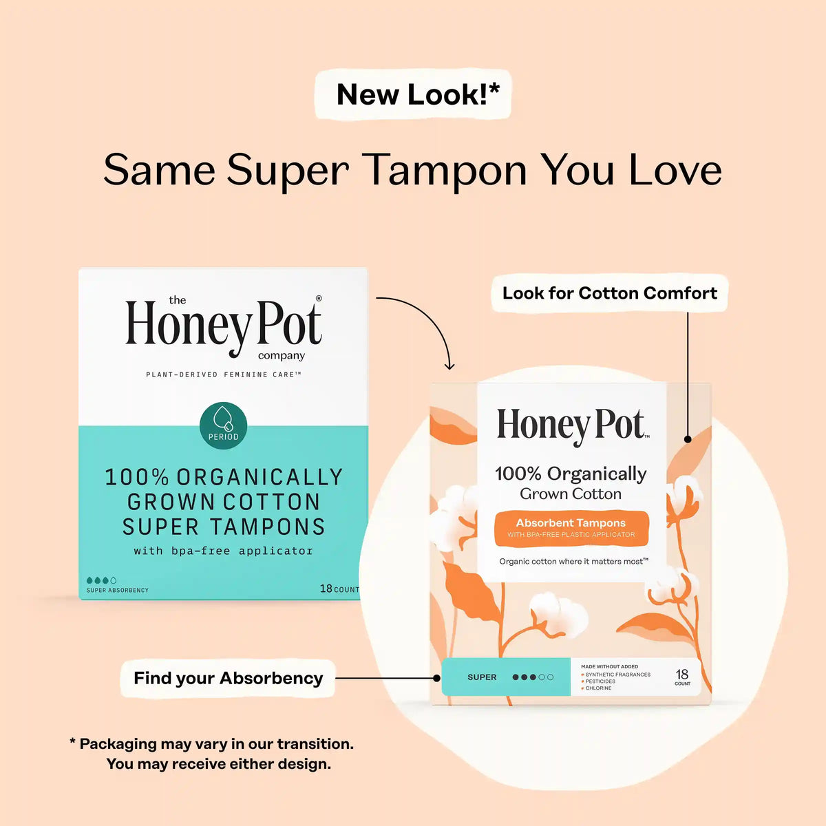 Super 100% Organically Grown Cotton BPA Free Plastic Applicator Tampons