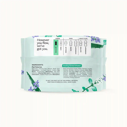 Organic Cotton Cover Cooling Herbal Infusion Regular Liners