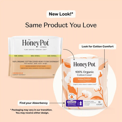 Organic Cotton Comfort Cover Heavy Flow Overnight Pads