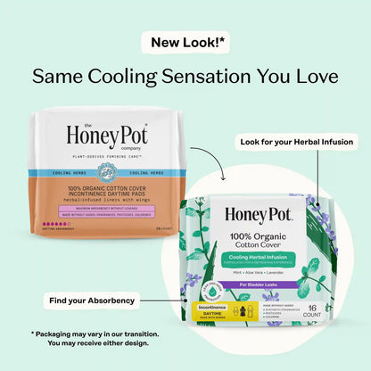 Incontinence Cooling Herbal Infusion 100% Organic Cotton Cover Daytime Pads