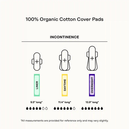 Incontinence Cooling Herbal Infusion 100% Organic Cotton Cover Nighttime Pads